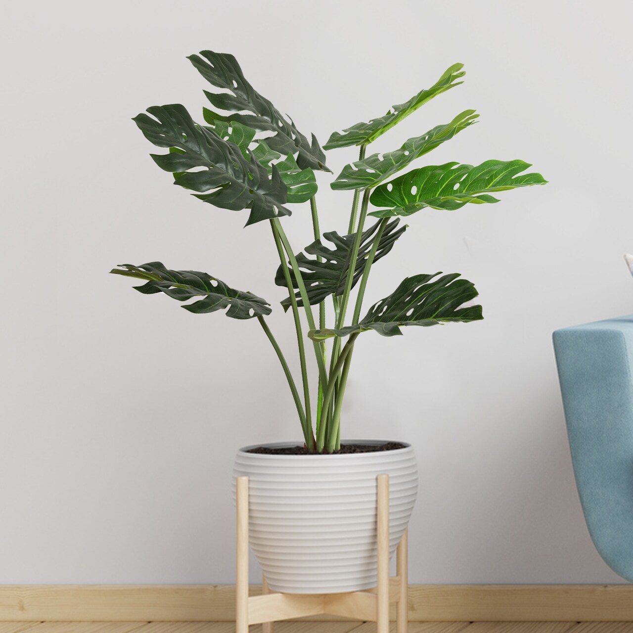 Artificial Monstera Plant, Artificial Plants for Home Decor Indoor, Faux Plants & Fake Plant Decor, Fake Plants Tall, Large Fake Plant, Artificial Plants Indoor, Tall Plants for Living Room Decor 3ft